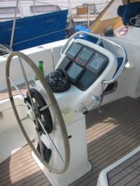 Bavaria 34 yacht showing repeaters in the cockpit